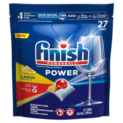 Finish Powerball Lemon Sparkle Power Automatic Dishwasher Detergent, 27