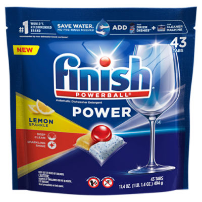 Finish Powerball Power Lemon Sparkle Automatic Dishwasher Detergent, 43