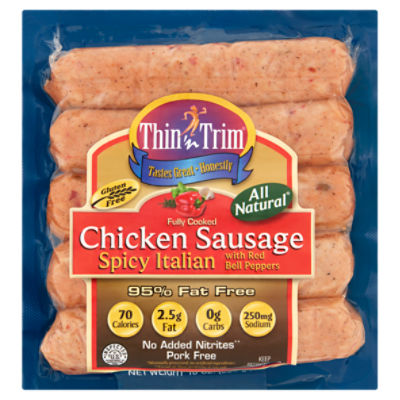 Thin 'n Trim Spicy Italian with Red Bell Peppers Chicken Sausage, 5