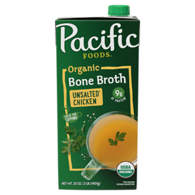 Pacific Foods Organic Unsalted Chicken Bone Broth, 32 oz Carton ShopRite