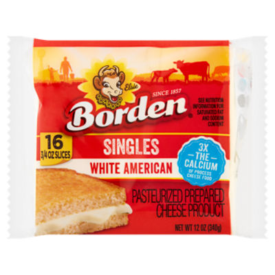 Borden White American Singles Cheese, 3/4 oz, 16 count ShopRite
