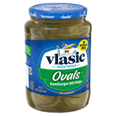 Vlasic Ovals Hamburger Dill Pickle Chips, Keto Friendly, 24 FL OZ