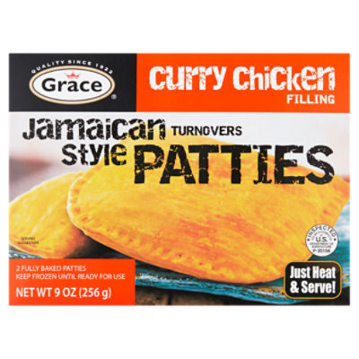 Grace Curry Chicken Filling Jamaican Style Turnovers Patties, 2 count