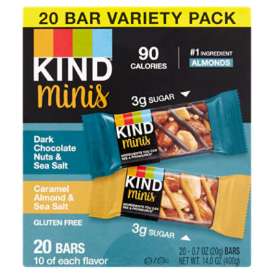 Kind Minis Bars Variety Pack, 0.7 oz, 20 count Gourmet