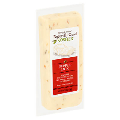 Red Apple Cheese Naturally Good Kosher Pepper Jack Cheese, 8 oz