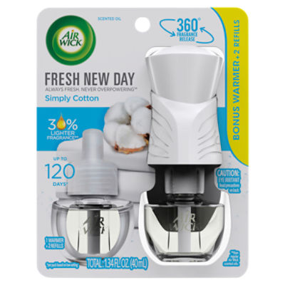 Air Wick Simply Cotton Scented Oil Warmer + Refills, 1.34 fl oz