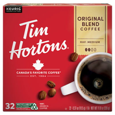 Tim Hortons Medium Original Blend Coffee KCup Pods, 0.37 oz, 32 count