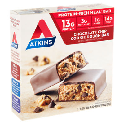 Atkins Chocolate Chip Cookie Dough Bar, 2.12 oz, 5 count