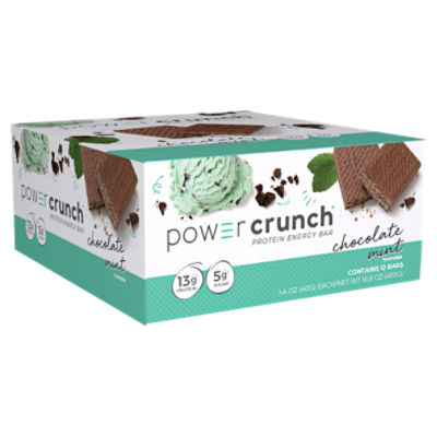 Power Crunch Chocolate Mint Protein Energy Bar, 1.4 oz, 12 count Fairway