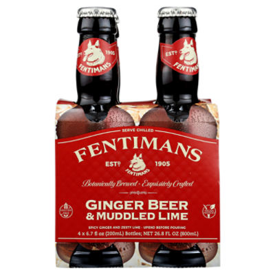Fentimans Muddled Lime Ginger Beer, 6.7 fl oz, 4 count Fairway