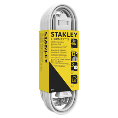 Stanley Cordmax White 15ft 3Outlet Indoor Extension Cord
