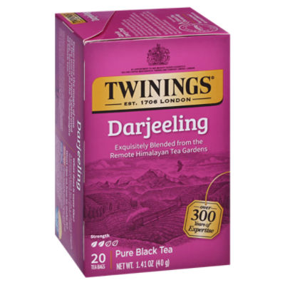Twinings of London Darjeeling 100 Pure Black Tea Bags, 20 count, 1.41 oz