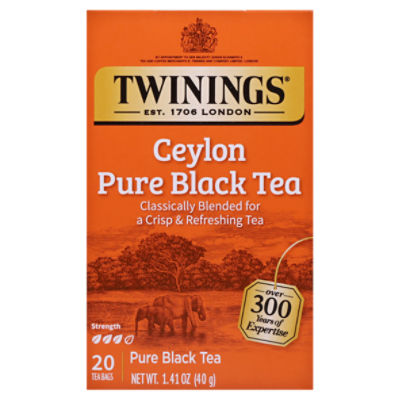 Twinings of London Ceylon Orange Pekoe 100 Pure Black Tea Bags, 20
