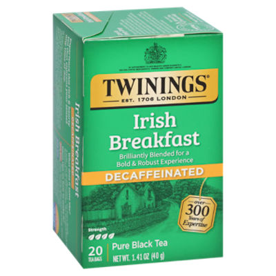 Twinings of London Irish Breakfast Decaffeinated 100 Pure Black, Tea Bags