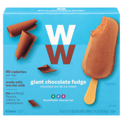 WW Giant Chocolate Fudge Low Fat Ice Cream Bars, 3.5 fl oz, 6 count