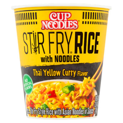 NISSIN Cup Noodles Stir Fry Thai Yellow Curry Flavor, Rice with Noodles