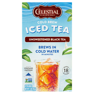 Celestial Seasonings Unsweetened Black Tea Cold Brew Iced Tea Bags, 18