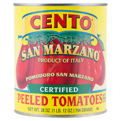 Cento San Marzano Certified Whole Peeled Tomatoes with Basil Leaf, 28