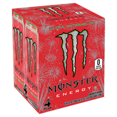 Monster Energy Ultra Watermelon Energy Drink, 16 fl oz, 4 count