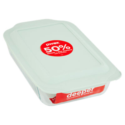 Pyrex 50 Deeper Baking Dish Deep Glass Baking Dish with Lid, 4.7 L