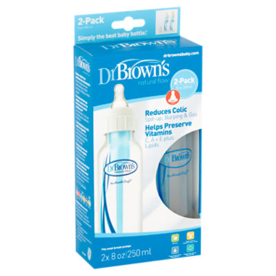 Dr Brown's Natural Flow 8 oz Level 1 Feeding Bottles, 0m+, 2 count
