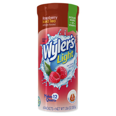 Wyler's Light Raspberry Iced Tea Low Calorie Drink Mix, 6 count, 1.36 oz