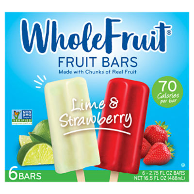 Whole Fruit Lime & Strawberry Fruit Bars, 2.75 fl oz, 6 count ShopRite