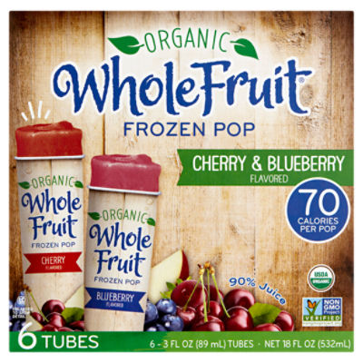 Whole Fruit Organic Cherry & Blueberry Flavored Frozen Pop, 3 fl oz, 6