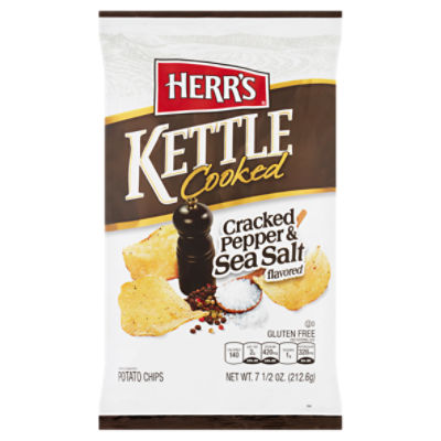 Herr's Kettle Cooked Cracked Pepper & Sea Salt Flavored Potato Chips, 7