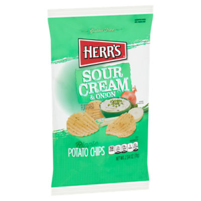 Herr's Sour Cream & Onion Flavored Ripple Potato Chips, 2 3/4 oz Dearborn