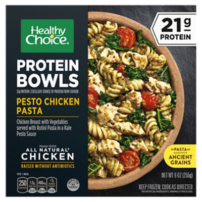 Healthy Choice Power Bowls, Pesto Chicken Pasta, Frozen Meal, 9 oz