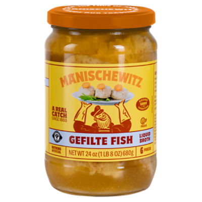 Manischewitz Liquid Broth Gefilte Fish, 6 count, 24 oz