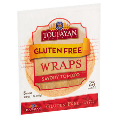 Toufayan Bakeries Gluten Free Savory Tomato Wraps, 6 count, 11 oz