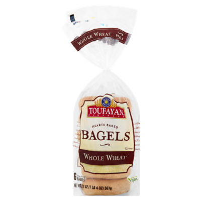 Toufayan Bakeries Hearth Baked Whole Wheat Bagels, 6 count, 20 oz