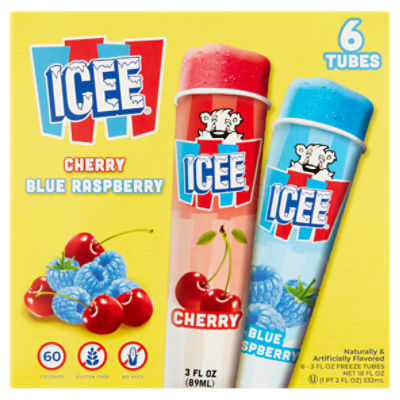 Icee Cherry and Blue Raspberry Freeze Tubes, 3 fl oz, 6 count ShopRite