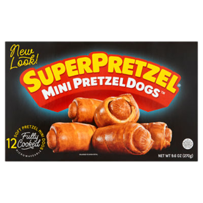SuperPretzel Pretzel Dogs Original Soft Pretzel Mini Beef Hot Dogs, 12