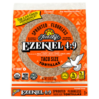 Food For Life Ezekiel 49 Sprouted Flourless Taco Size Tortillas, 12