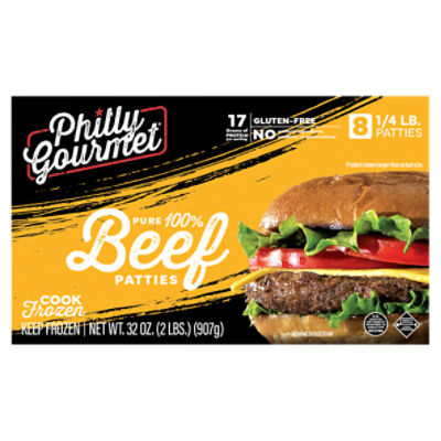 Philly Gourmet 100 Pure Beef Patties, 8 count, 32 oz The Fresh Grocer