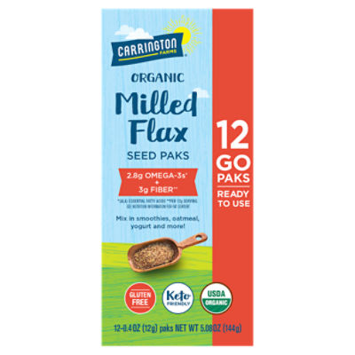 Carrington Farms Organic Milled Flax Seed Paks, 0.4 oz, 12 count ShopRite