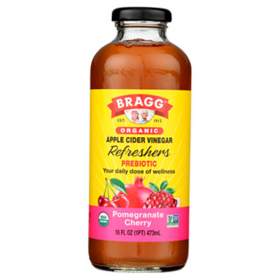 Bragg Organic Refreshers Prebiotic Pomegranate Cherry Apple Cider Vinegar, 16 fl oz