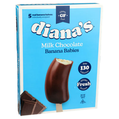 Diana's Bananas Banana Babies Milk Chocolate, Frozen Banana Halves