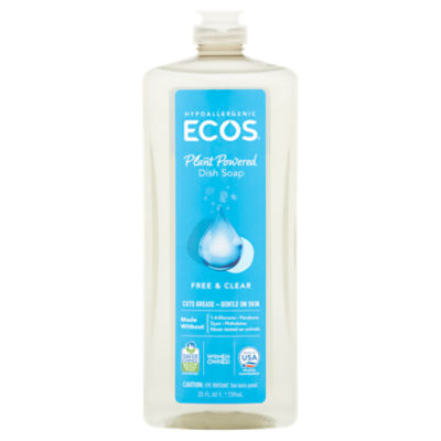 Ecos Hypoallergenic Plant Powered Free & Clear Dish Soap, 25 fl oz