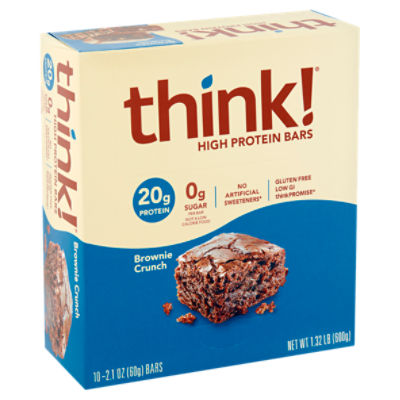 Think! Brownie Crunch High Protein Bars, 2.1 oz, 10 count Fairway