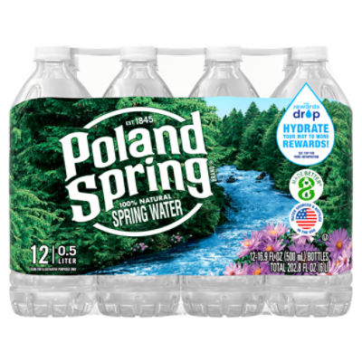 POLAND SPRING Brand 100 Natural Spring Water, 16.9ounce plastic