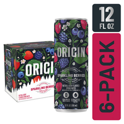 ORIGIN Berry Flavor Sparkling Water, 12 Fl Oz, Aluminum Cans (6 Count