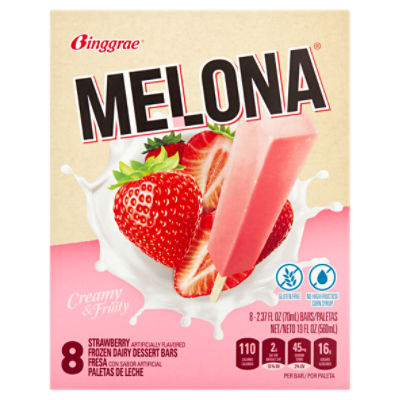 Binggrae Melona Strawberry Frozen Dairy Dessert Bars, 2.37 fl oz, 8 count ShopRite