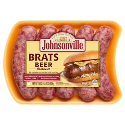 Johnsonville Brats Beer Bratwurst, 19 oz, 5 count