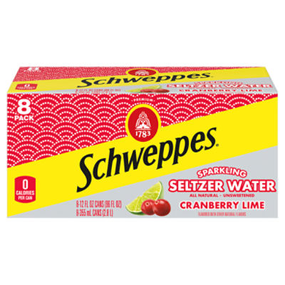 Schweppes Cranberry Lime Sparkling Seltzer Water, 12 fl oz, 8 count