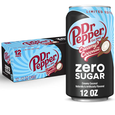 Dr Pepper Zero Sugar Creamy Coconut Soda, 12 fl oz cans, 12 Pack ShopRite