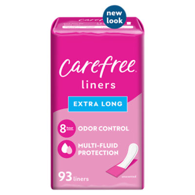 Carefree Panty Liners, Extra Long Liners, Wrapped, Unscented, 93ct